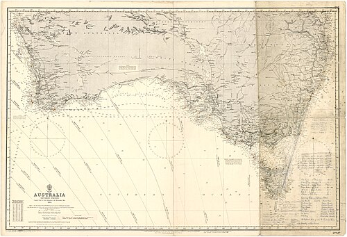 Mapa Admiralicji nr 2759b Południowa część Australii, 1885