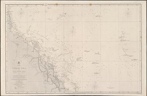 Mapa Admiralicji nr 2763 Australia, Morze Koralowe i Wielka Rafa Koralowa. Arkusz 1, 1860