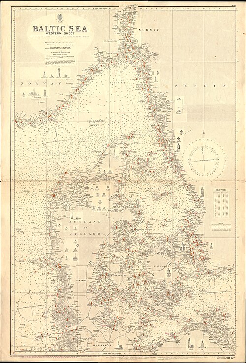 Mapa Admiralicji nr 2842a Morze Bałtyckie Arkusz Zachodni, 1862