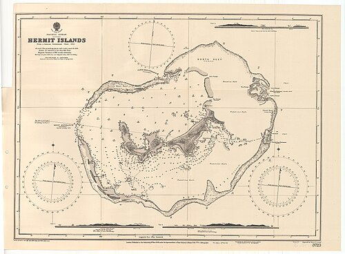 Mapa Admiralicji nr 3723 - Wyspy Pustelnika 1909