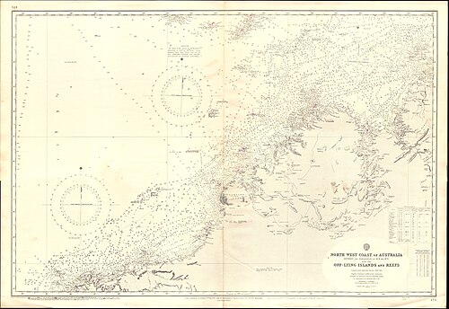 Mapa Admiralicji nr 475 Północno-zachodnie wybrzeże Australii, 1880