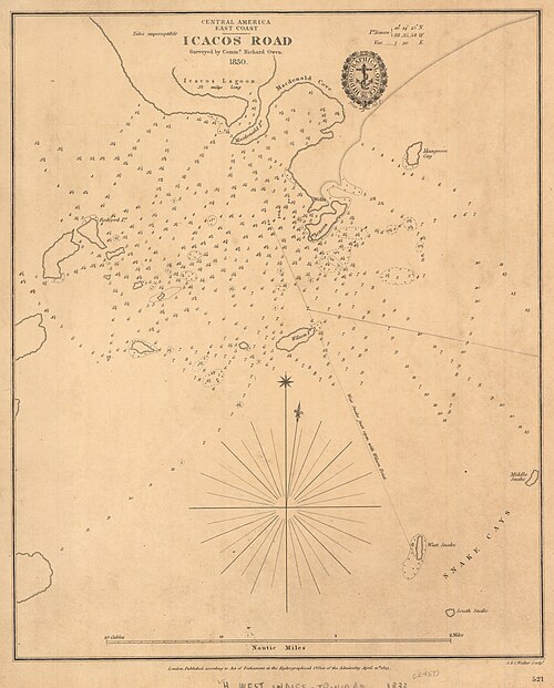 Mapa Admiralicji nr 521 Icacos Road Belize (1833)