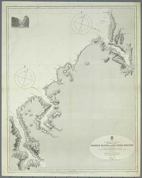 Mapa Admiralicji 615: Otago - fiordy (1884)