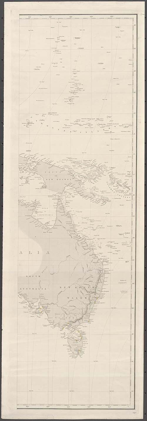 Mapa Admiralicji nr 748c Mapa wschodniej Australii, Tasmanii i wysp, ok. 1875