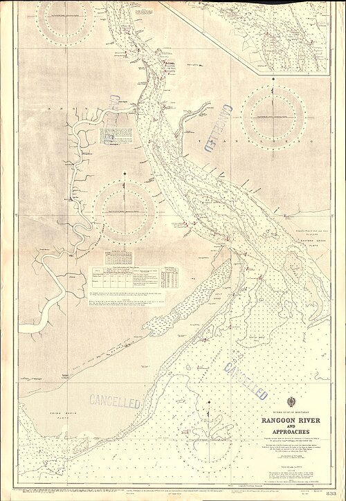 Mapa admiralicji 833 - Rzeka Rangoon, 1923