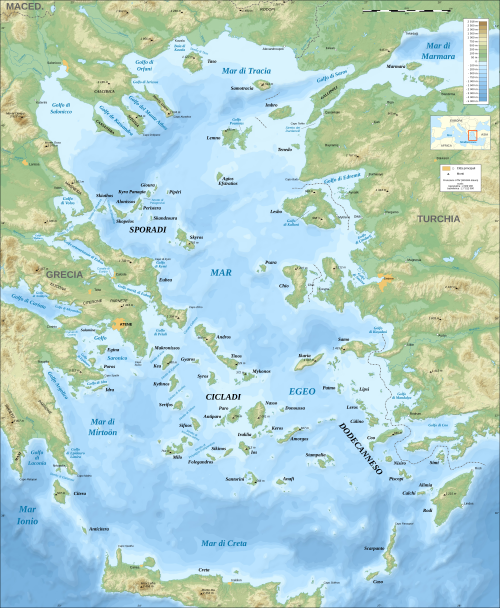 Mapa Morza Egejskiego - batimetria (it)
