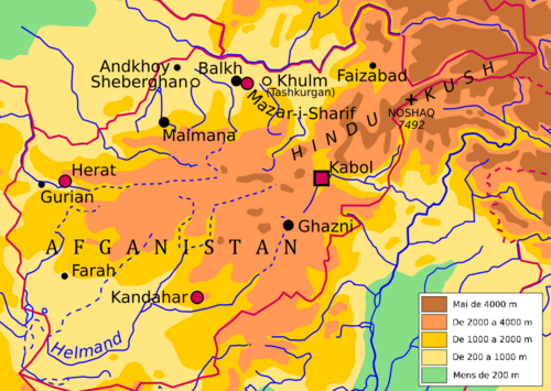 Afganistan - Mapa topograficzna