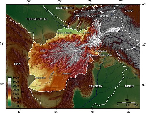 Mapa topograficzna Afganistanu