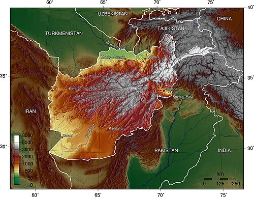Mapa topograficzna Afganistanu