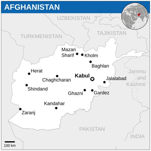 Afganistan - mapa lokalizacyjna 2013
