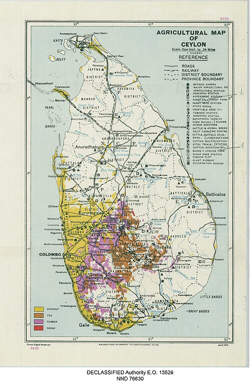 Mapa rolnicza Cejlonu
