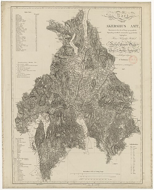 Akershus: Mapa z pomiarów geodezyjnych