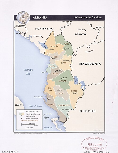 Albania - podział administracyjny
