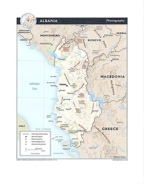 Albania - mapy fizjograficzne