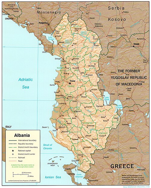 Albania - mapa topograficzna