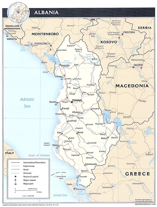 Albania - mapa topograficzna