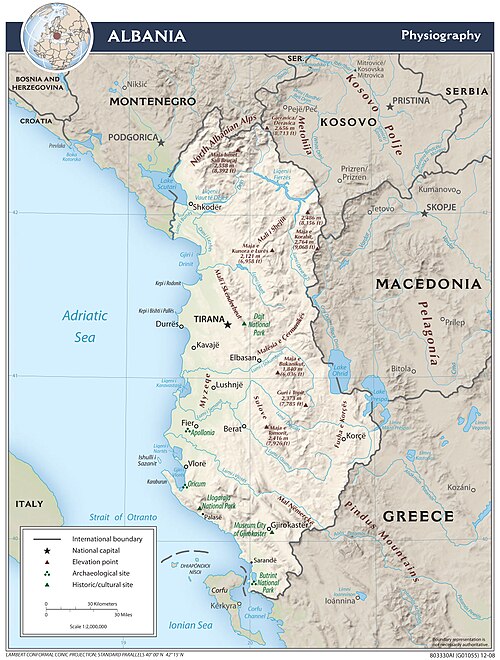 Albania - mapy fizjograficzne