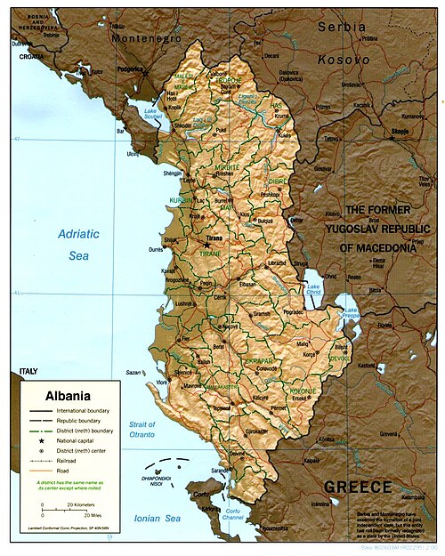 Albania - mapa fizyczna