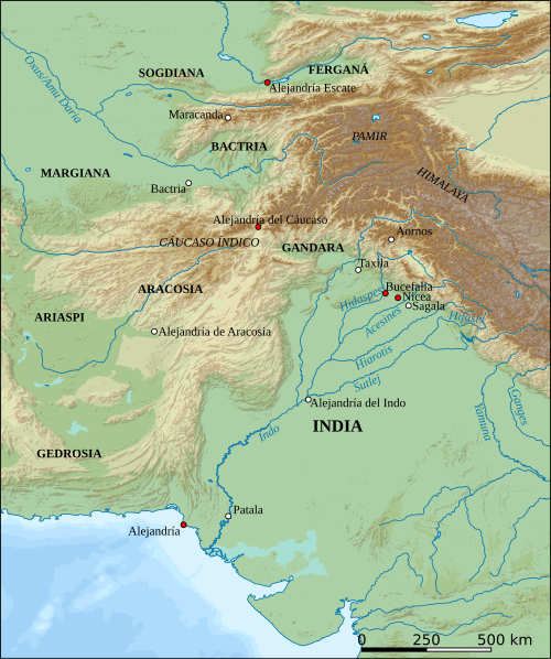 Mapa Indii Aleksandra
