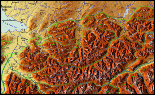 Mapa reliefowa Alpy Algäuer