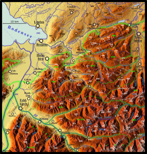 Mapa reliefowa Bregenzerwald