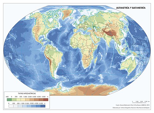 Altimetría y batimetría w el mundo