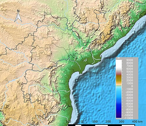 Andhra Pradesh i Telangana - Mapa fizyczna