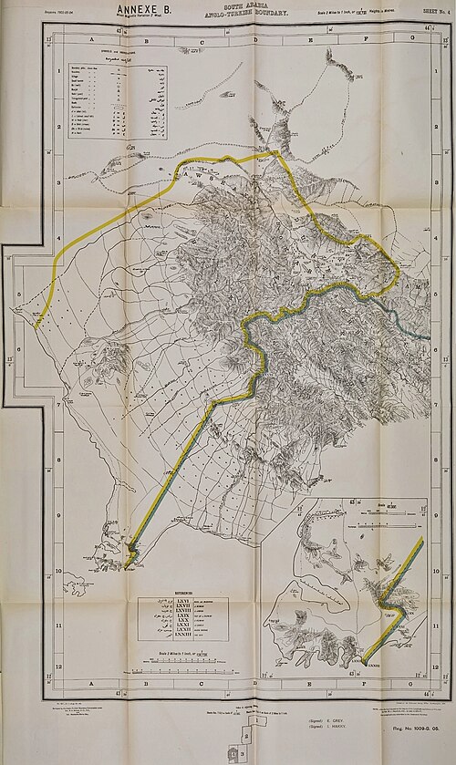 Mapa komisji brytyjsko-tureckiej Bab el-Mandeb