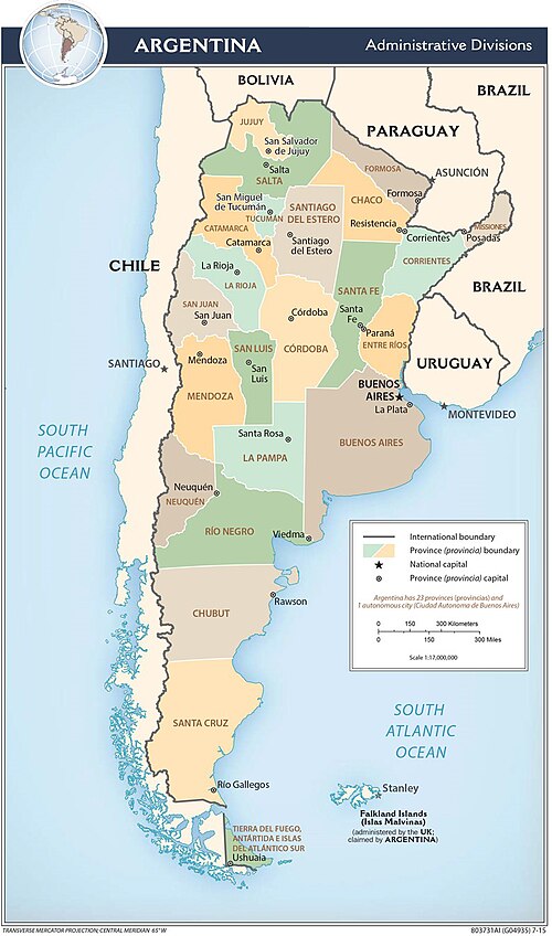 Podział administracyjny Argentyny - CIA World Factbook