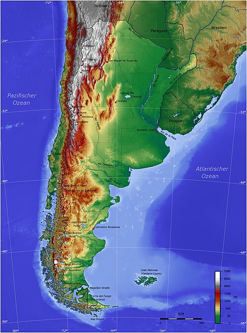 Mapa topograficzna Argentyny