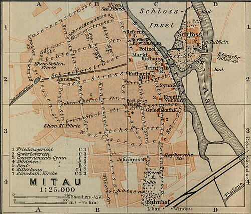BAEDEKER (1914) Łotwa, Jelgava (Mitau)