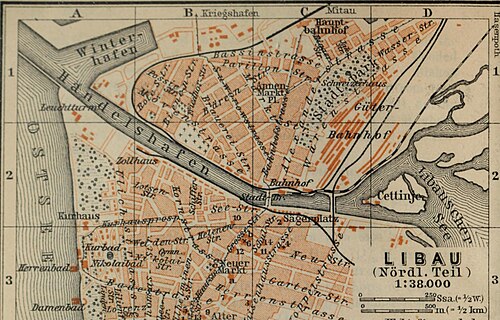 BAEDEKER (1914) Łotwa, Liepāja (Libau)
