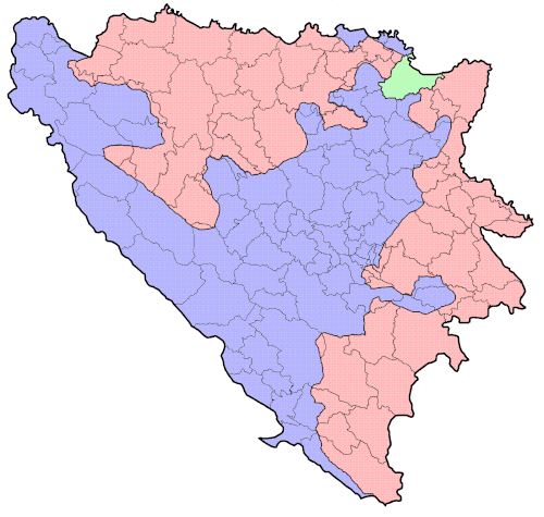 Położenie gmin Bośni i Hercegowiny