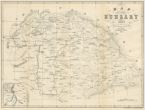 Mapa Wewnętrznych Węgier 1852