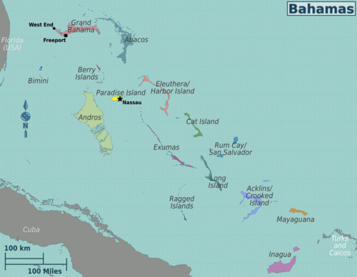 Mapa regionów Bahamów