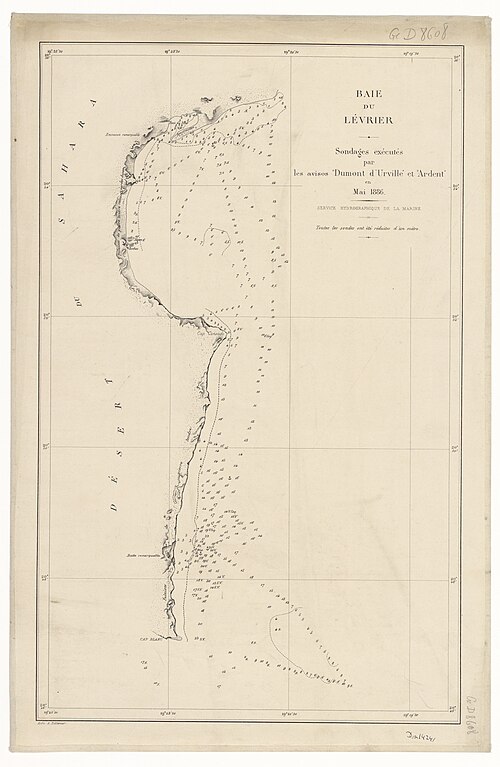 Baie du Lévrier. Pomiary głębokości z maja 1886