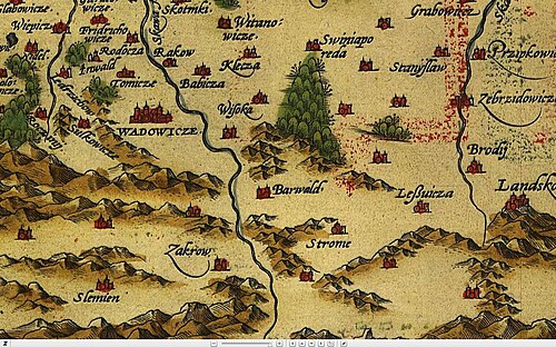 Mapa Barwaldu 1590 Ortelius
