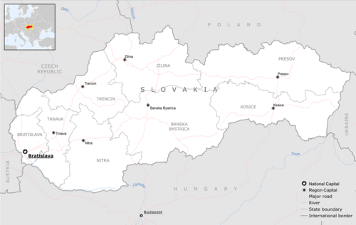 Mapa podstawowa Słowacji