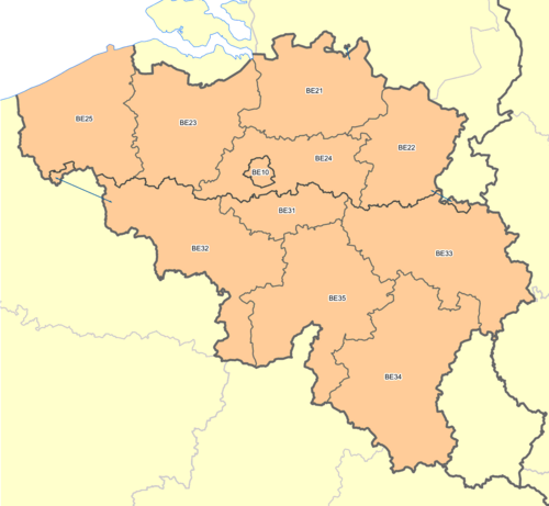 Belgia NUTS 2024 poziom 2