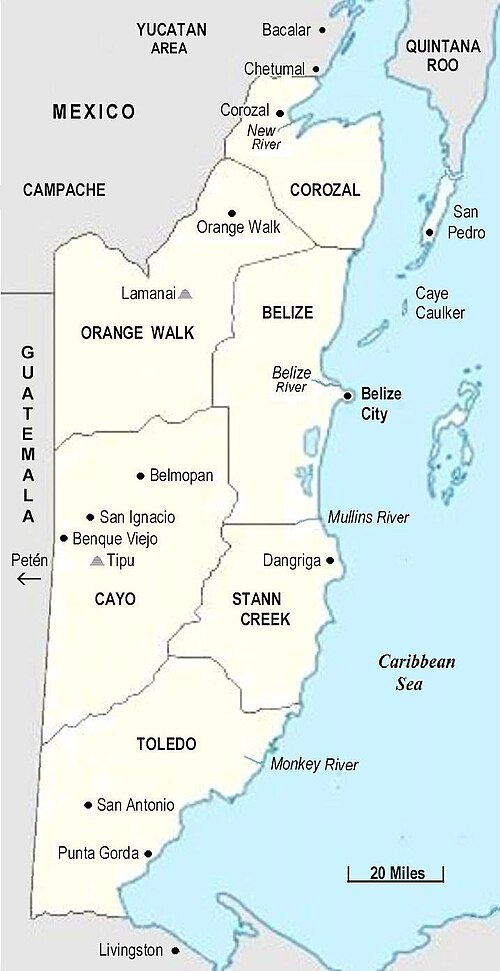 Historyczna mapa Belize