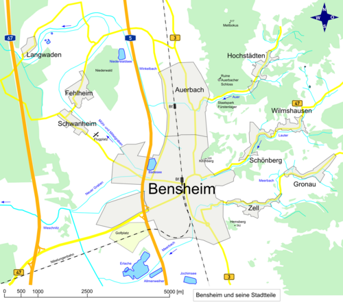 Bensheim: Plan miasta