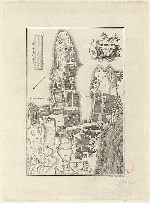 Bergen w Norwegii, skala 1:800
