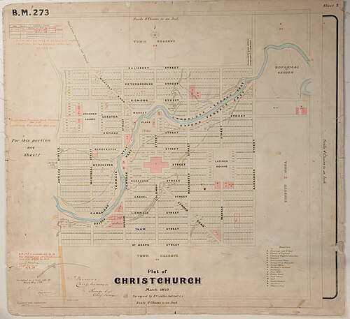 Christchurch 1850 - Black Map