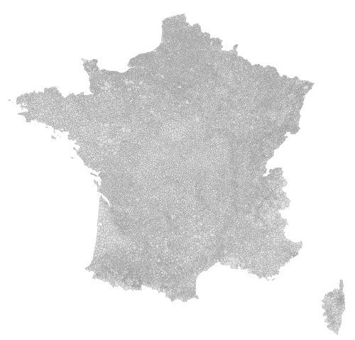 Mapa Francji z gminami 2017