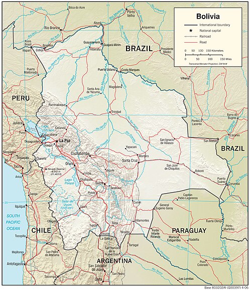 Mapa fizytogeograficzna Boliwii