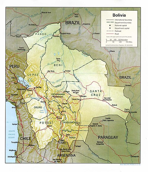 Boliwia - mapa rzeźby terenu 93