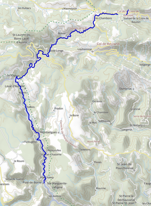 Rzeka Borne w Ardèche - OSM