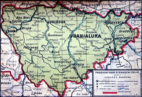 Mapa Bośni i Hercegowiny - Vrbas-Banovina