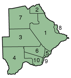 Botswana - Okręgi numerowane 300px