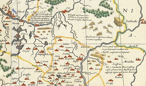 Brama Smolenska na mapie radziwillowskiej 1613